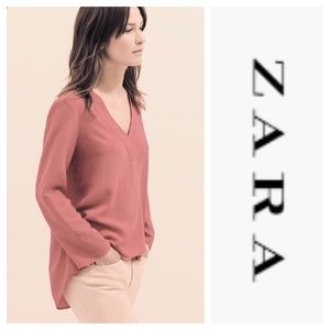 Zara | Tops | Zara Woman Pink Chiffon Neck Top Size Medium | Poshmark